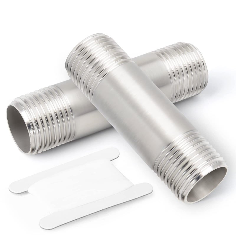 TAISHER 2Pcs Stainless Steel Pipe Fittings, 3/8" NPT x 3/8" NPT Male Threaded, 2" Length Nipple Cast Pipe - Image 1